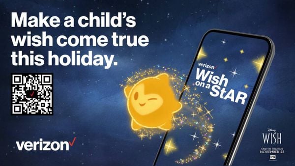 Campaign imagery promoting Disney and Verizon's augmented reality "Wish on a StAR" experience supporting Toys for Tots.